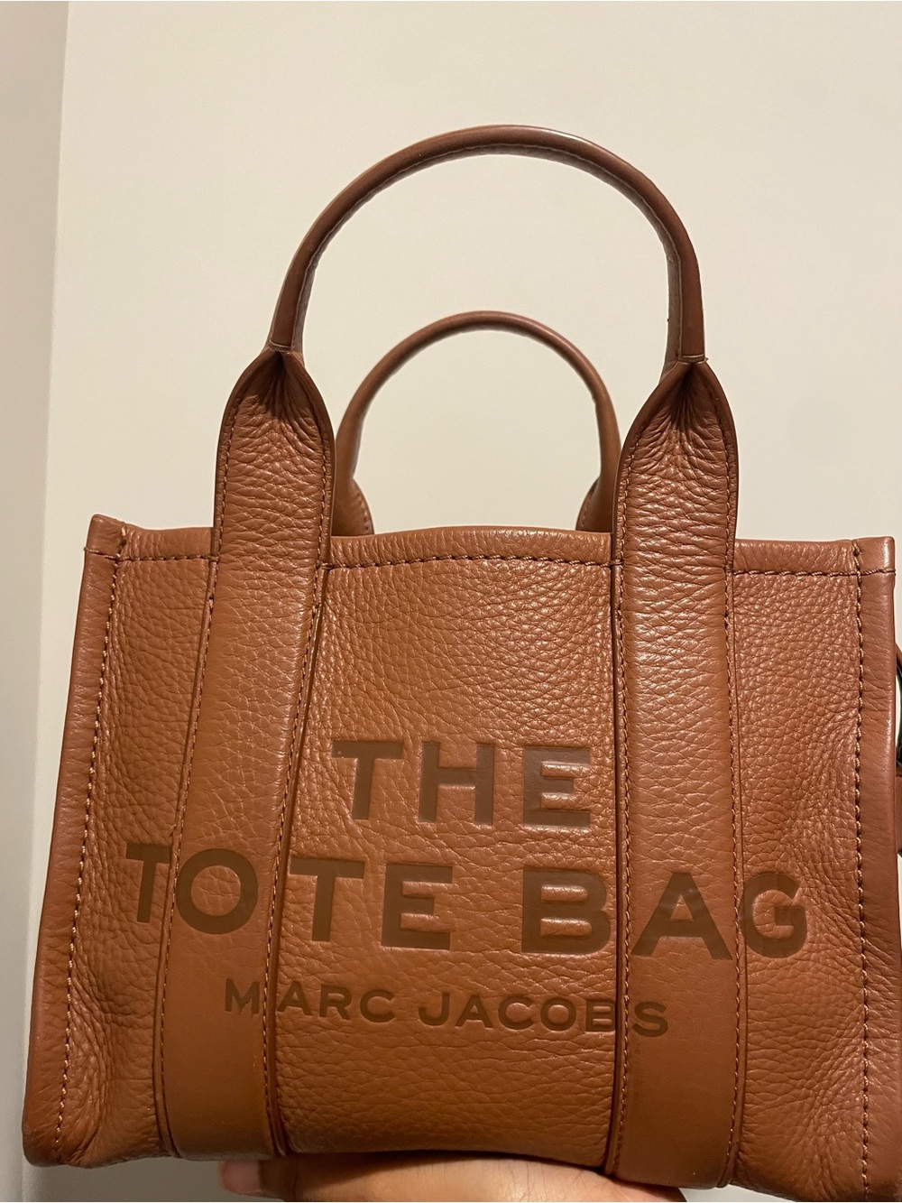 Marc Jacobs Tan Leather Mini Tote with Embossed Logo